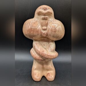 "Blow Hard" Vintage Studio Pottery Figurine Signed Alan Smith, Mid Century